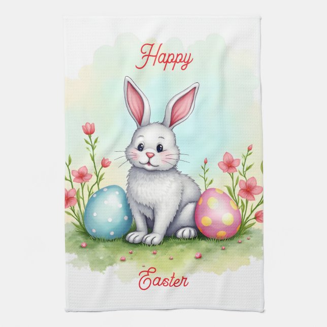 Beautiful Cute Easter Bunny Collection Tea Towel (Vertical)