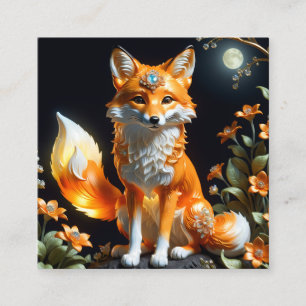 Beautiful cute fox  orange  coalescing luminescen square business card