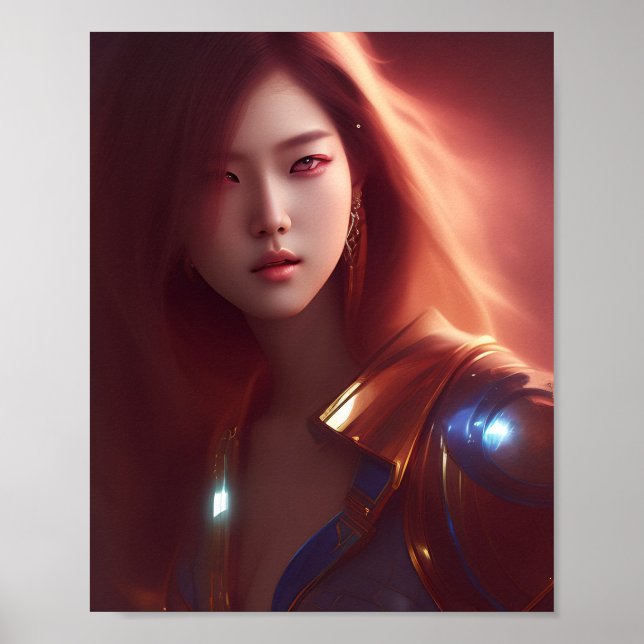 Beautiful cute Kpop girl in futuristic style Poster (Front)