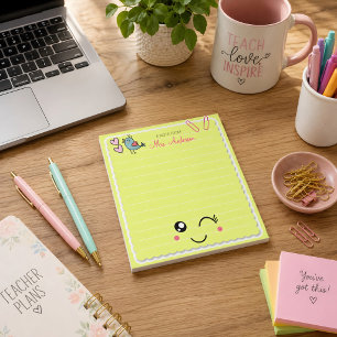 Beautiful Cute Light Green Teacher Appreciation Notepad