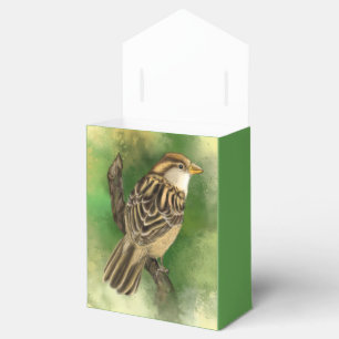 Beautiful Cute Little Sparrow Migned Painting Art Favour Box