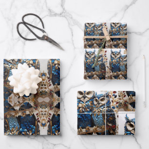 Beautiful Cute Minimalistic Owl Wrapping Paper Sheet