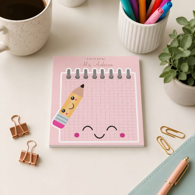Beautiful Cute Pink Teacher Appreciation  Notepad (Cute pink notepad. )