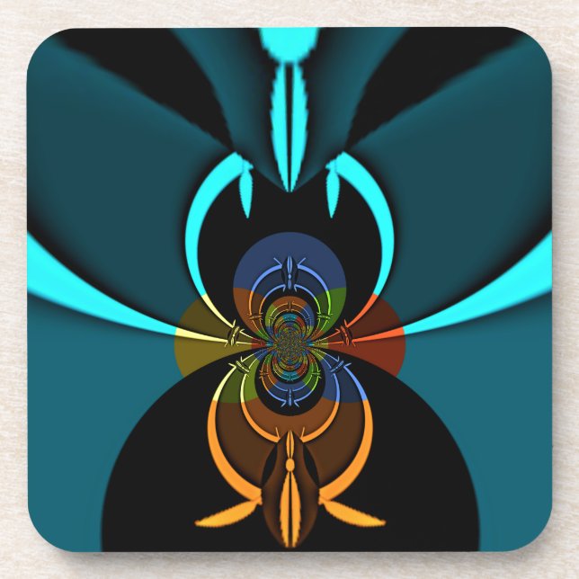 Beautiful Cyan Abstract Art Print Coaster (Front)