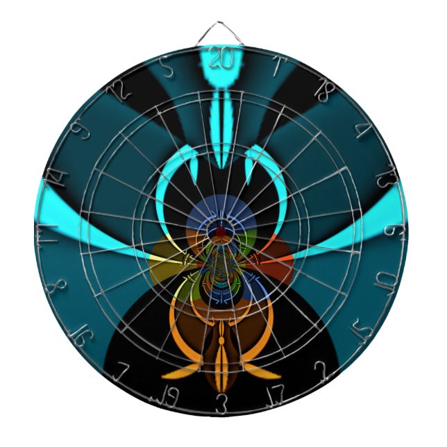 Beautiful Cyan Abstract Art Print Dartboard (Front)