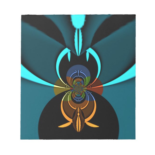 Beautiful Cyan Abstract Art Print Notepad (Front)