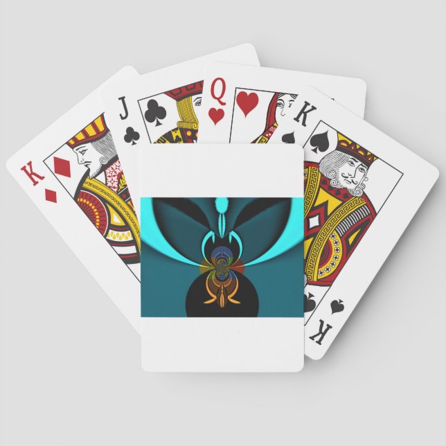 Beautiful Cyan Abstract Art Print Playing Cards (Back)