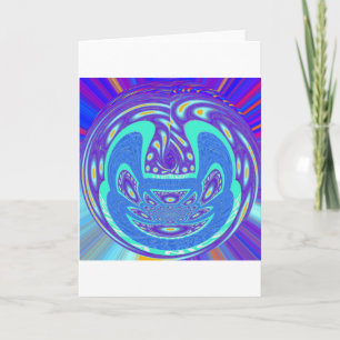 Beautiful cyan blue kaleidoscope vector art design card