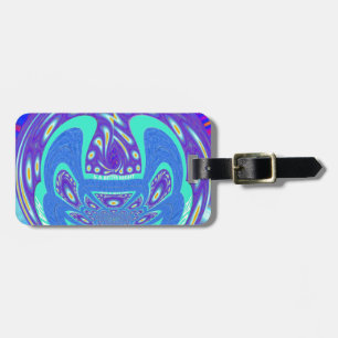 Beautiful cyan blue kaleidoscope vector art design luggage tag