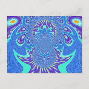 Beautiful cyan blue kaleidoscope vector art design postcard