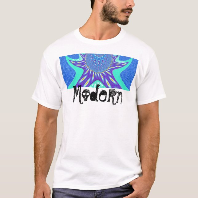 Beautiful cyan blue kaleidoscope vector art design T-Shirt (Front)