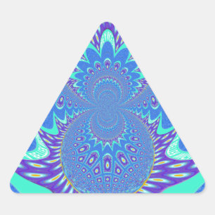 Beautiful cyan blue kaleidoscope vector art design triangle sticker