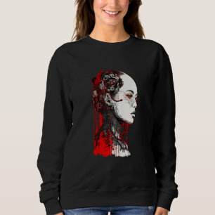 Beautiful Cyborg Gothic Woman Trash Polka Art Sweatshirt