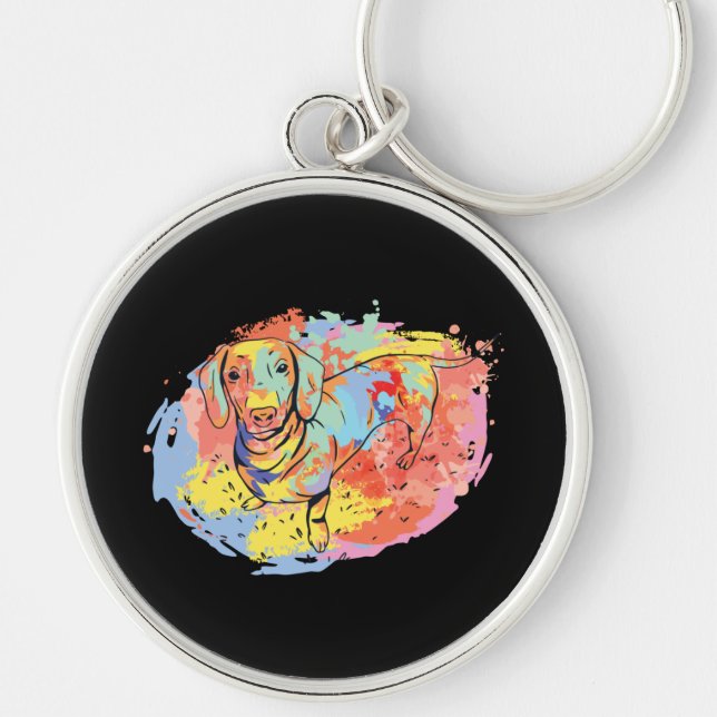 Beautiful dachshund dog key ring (Front)
