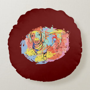 Beautiful dachshund dog round cushion