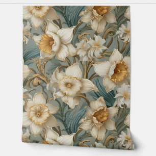 Beautiful Daffodils Baroque Floral Pattern Wallpaper