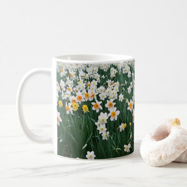 💐↷Beautiful Daffodils Fabulous Classic Coffee Mug (With Donut)