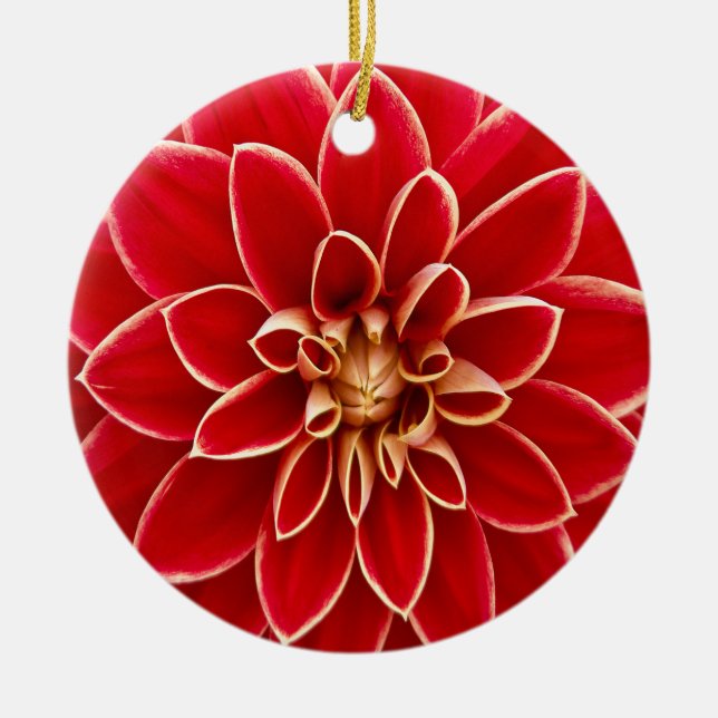 Beautiful Dahlia Flower Petals Design Ceramic Tree Decoration (Front)