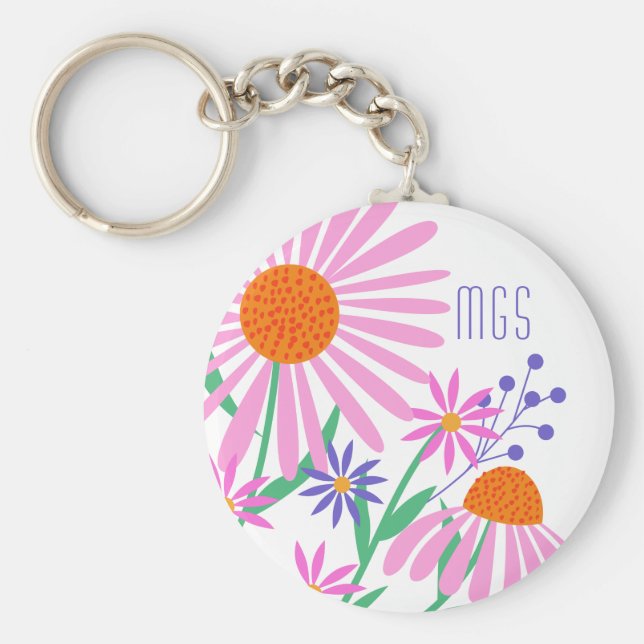 Beautiful Daisies custom monogram key chains (Front)