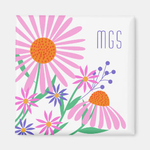 Beautiful Daisies custom monogram magnet