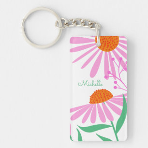 Beautiful Daisies custom name key chain