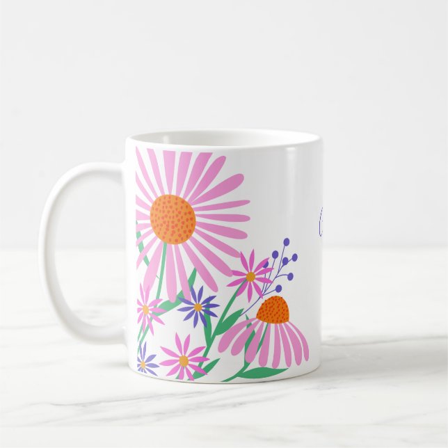 Beautiful Daisies custom name mugs (Left)