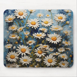 Beautiful daisies on blue background mouse pad