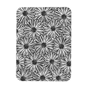 Beautiful Daisy Flower, Halftone Illustration Magnet