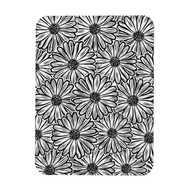 Beautiful Daisy Flower, Halftone Illustration Magnet (Vertical)