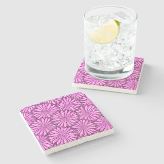 Beautiful Daisy Flower, Halftone Illustration Stone Coaster