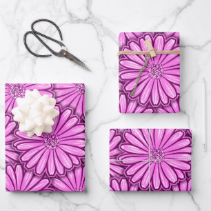 Beautiful Daisy Flower, Halftone Illustration Wrapping Paper Sheet