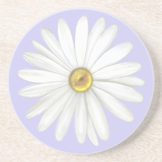 Beautiful Daisy Flower on Light Periwinkle Coaster (Front)