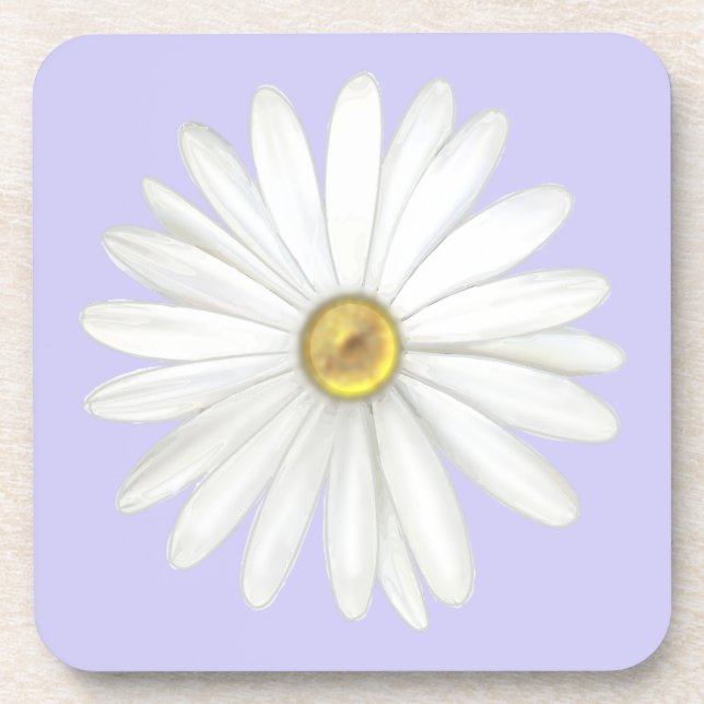 Beautiful Daisy Flower on Light Periwinkle Coaster (Front)