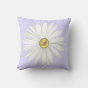 Beautiful Daisy Flower on Light Periwinkle Cushion