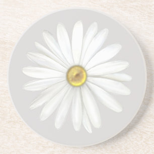 Beautiful Daisy Flower on Light Silver Grey Coaster