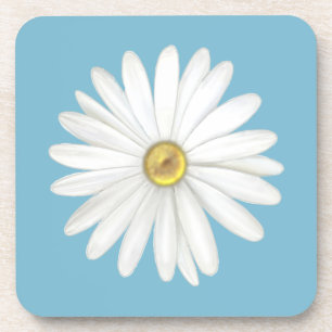 Beautiful Daisy Flower on Teal Turquoise Coaster