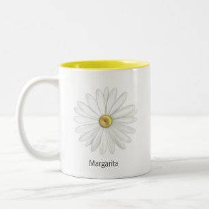 Beautiful Daisy Flower on White Two-Tone Coffee Mug