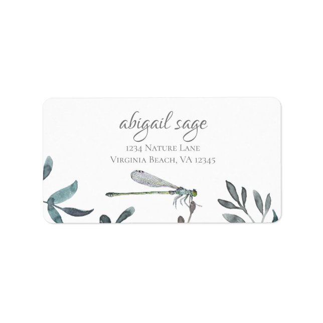 Beautiful Damselfly/Dragonfly Garden Address Label (Front)