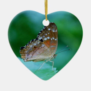 Beautiful Danaus Plexippus Butterfly on Leaf. Ceramic Tree Decoration
