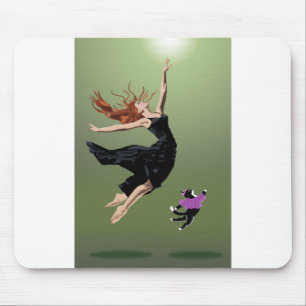 Beautiful Dancing Woman Cat Dancing Performance Mouse Pad