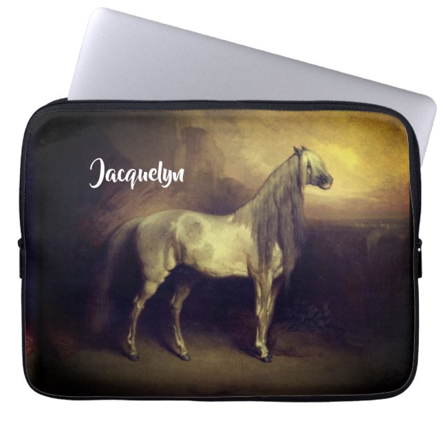 Beautiful Dappled Grey Arabian Stallion   Laptop Sleeve (Front)