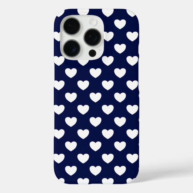 Beautiful Dark Blue And White Hearts Case-Mate iPhone Case (Back)