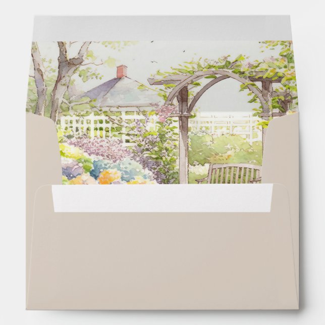 Beautiful Dark Cream Garden Wedding Envelope (Back (Bottom))