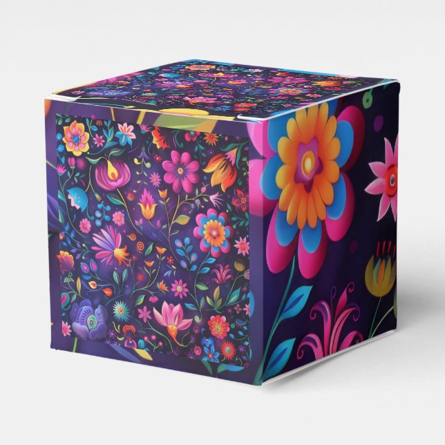 Beautiful dark floral design favour box (Front Side)