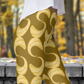 Beautiful Dark Gold and Gold Curves Pattern Leggings