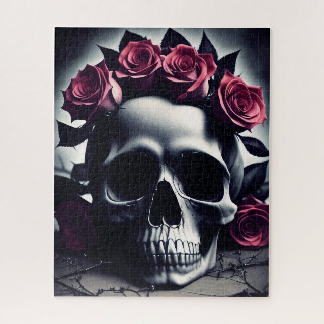 Beautiful Dark & Gothic Rose Skull Jigsaw Puzzle (Vertical)