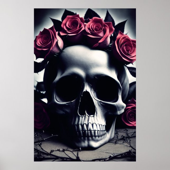  Beautiful Dark & Gothic Rose Skull Poster (Front)