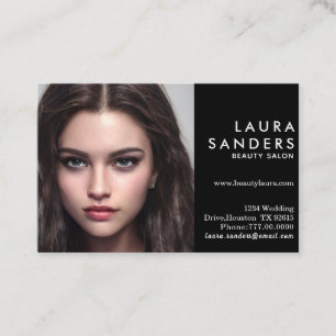 Beautiful Dark Hair Girl Beauty Salon Elegant Business Card