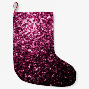 Beautiful Dark Pink glitter sparkles Small Christmas Stocking