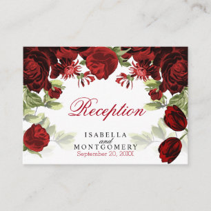 Beautiful Dark Red Floral Design - Reception Enclosure Card
